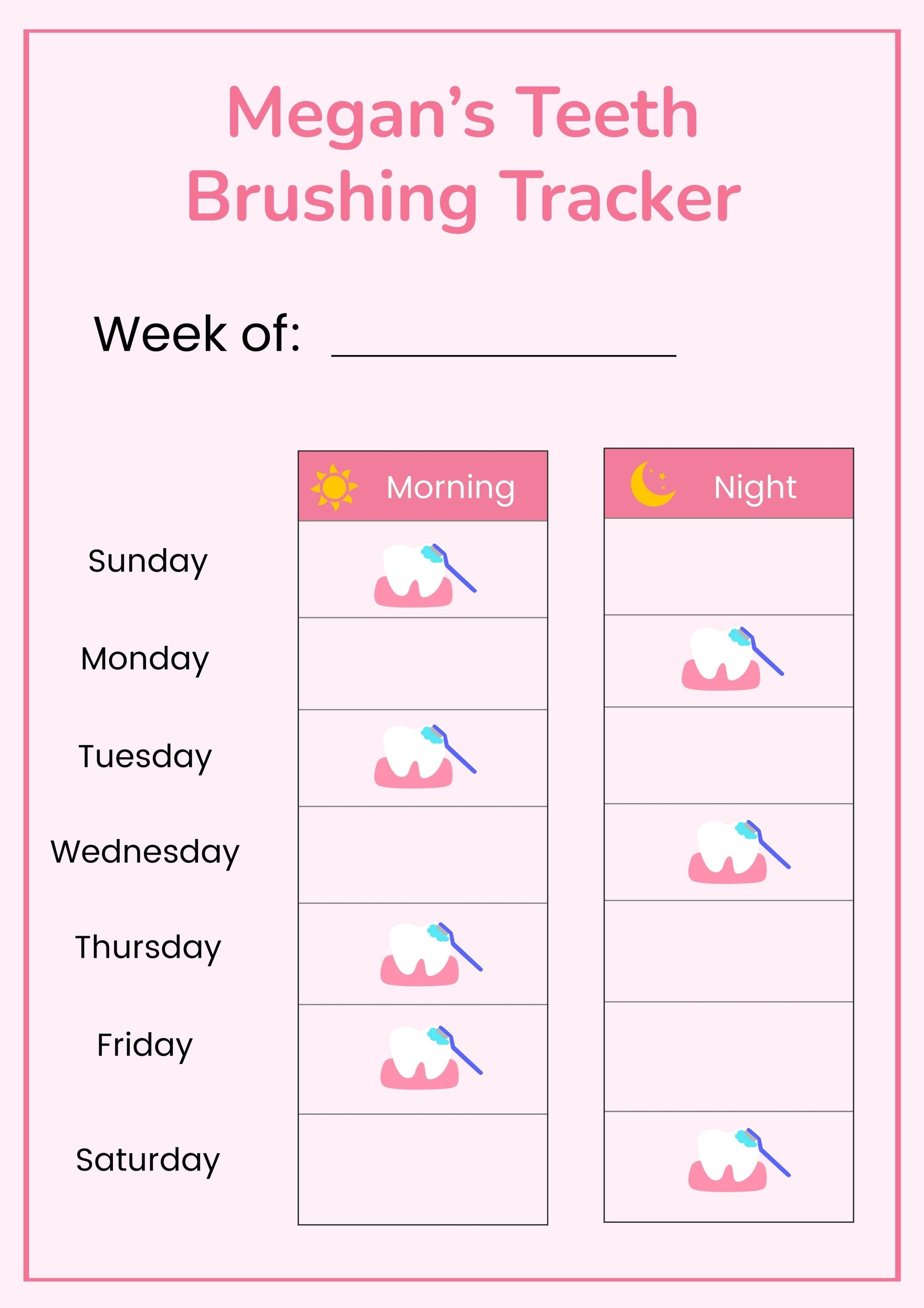 Brush Teeth Chart For Kids in PDF, Illustrator