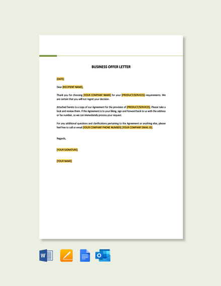 Business Offer Letter Template Free PDF - Word (DOC ...