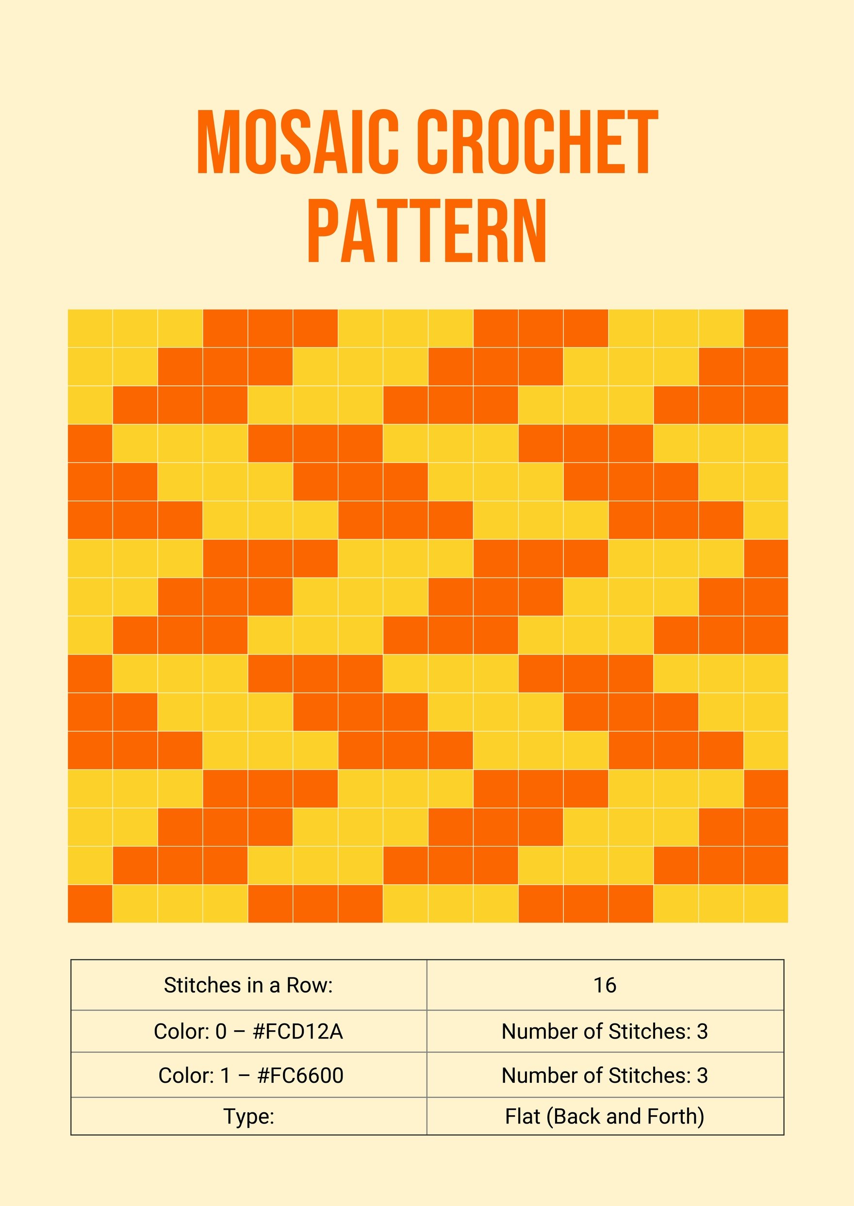 Mosaic Crochet Chart in PDF, Illustrator