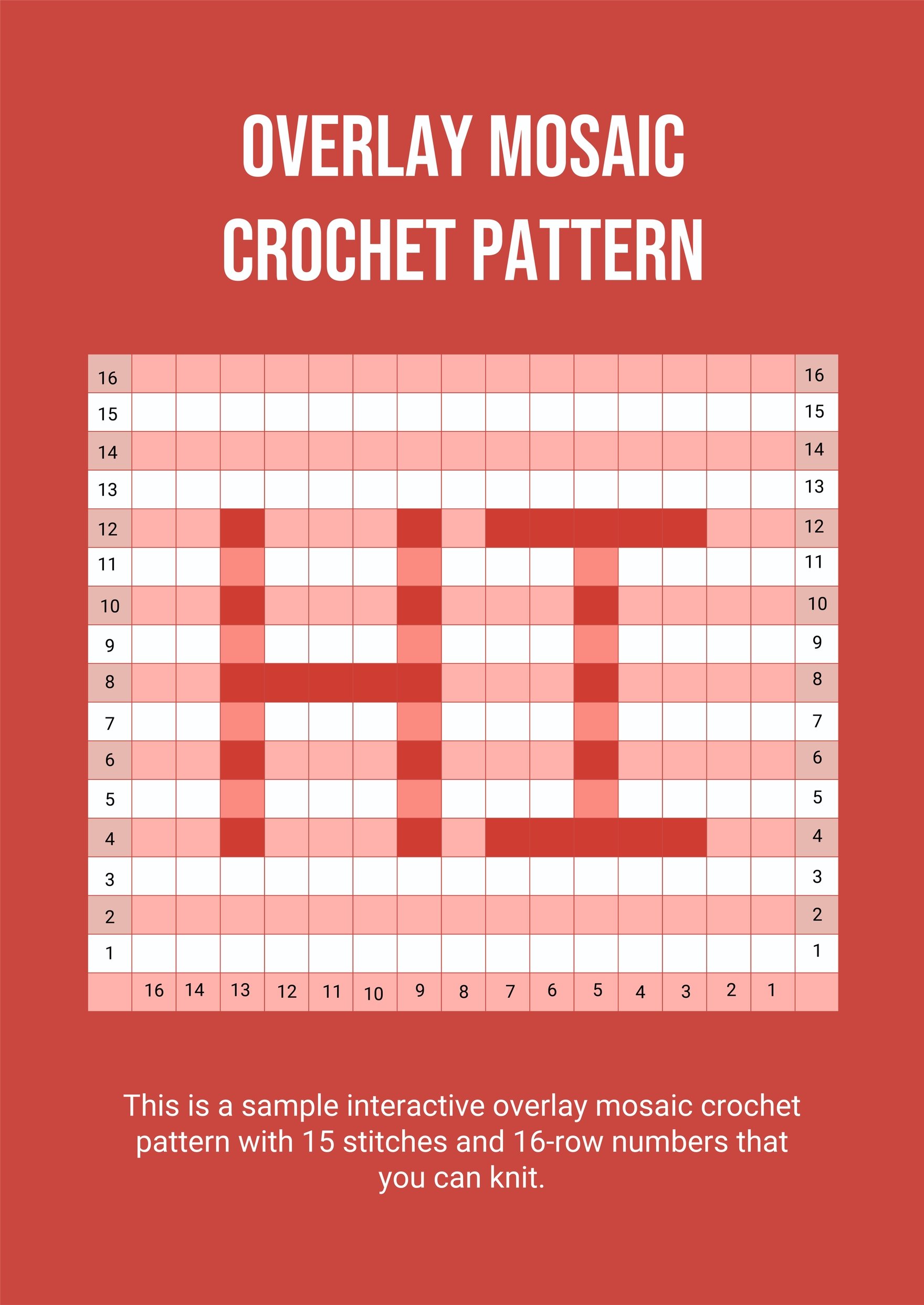 Interactive Overlay Mosaic Crochet Chart in PDF, Illustrator