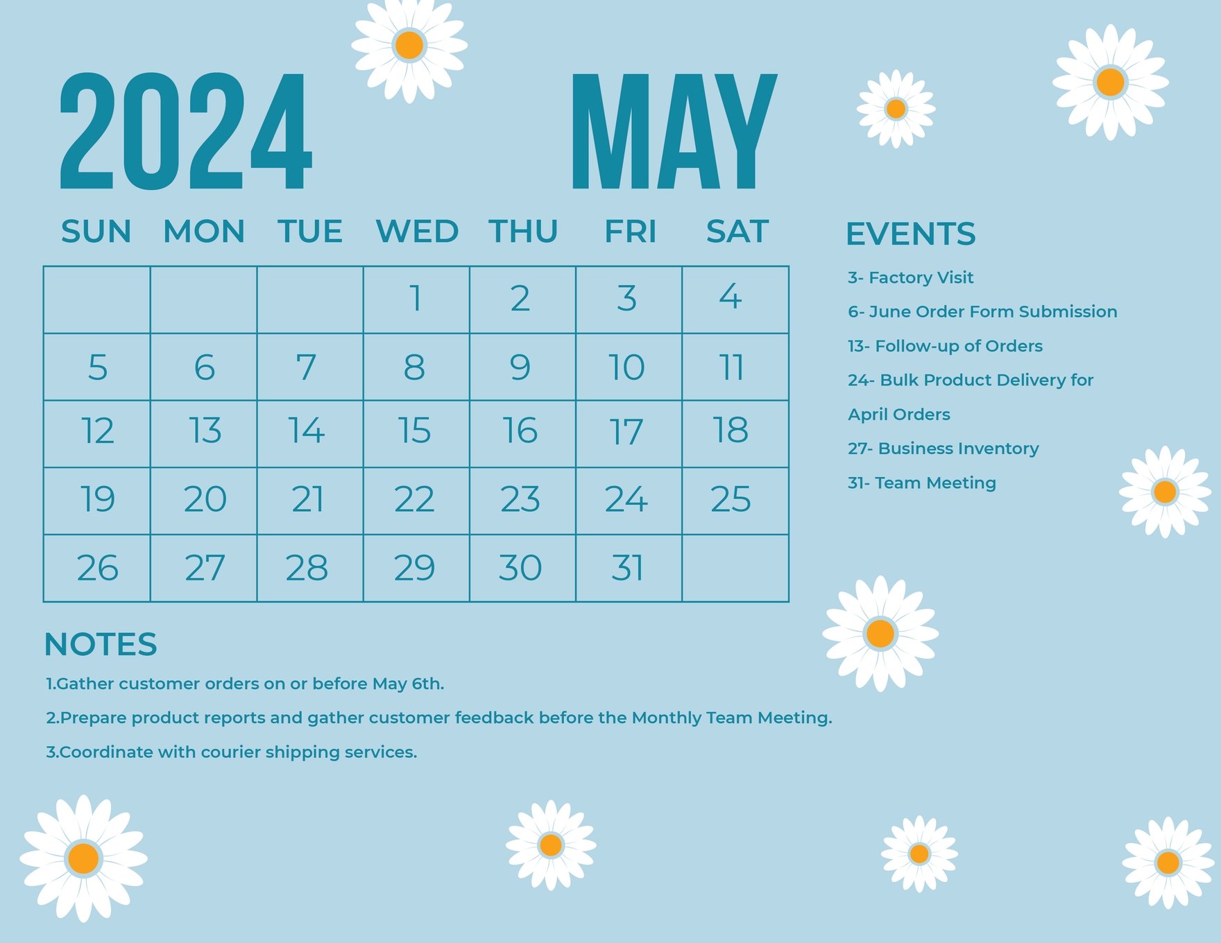 Cute May 2024 Calendar