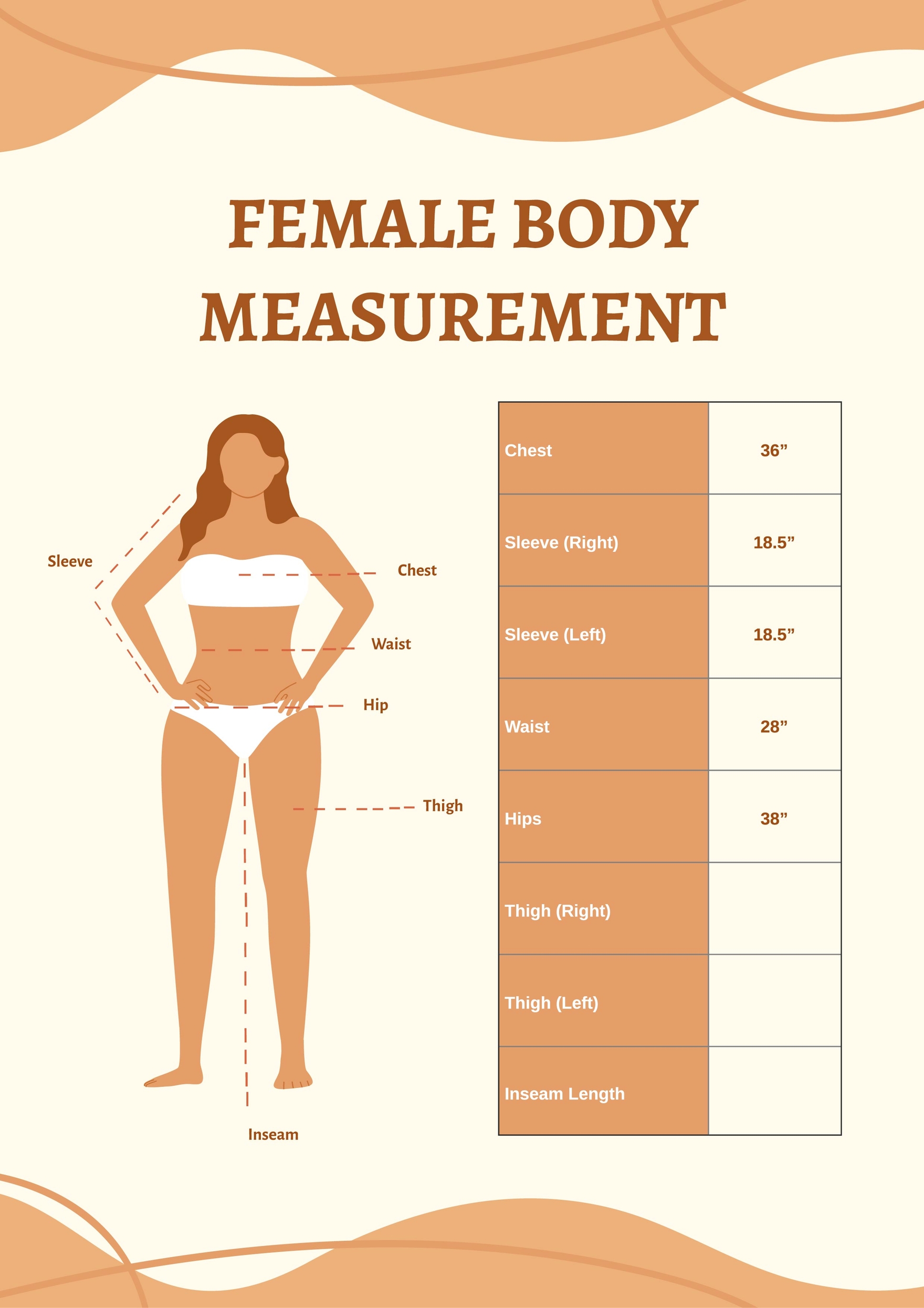 Female Body Measurement Chart in Illustrator, Portable Documents