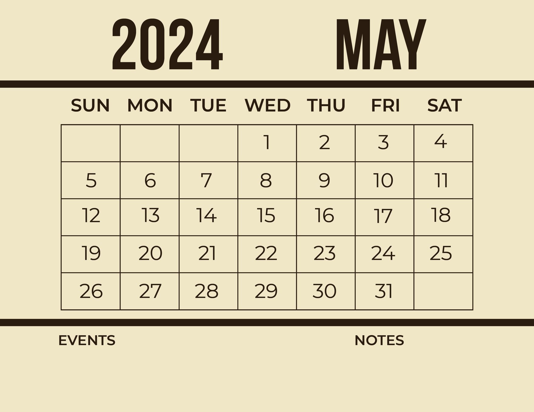 Free Blank May 2024 Calendar in Word, Illustrator, EPS, SVG, JPG