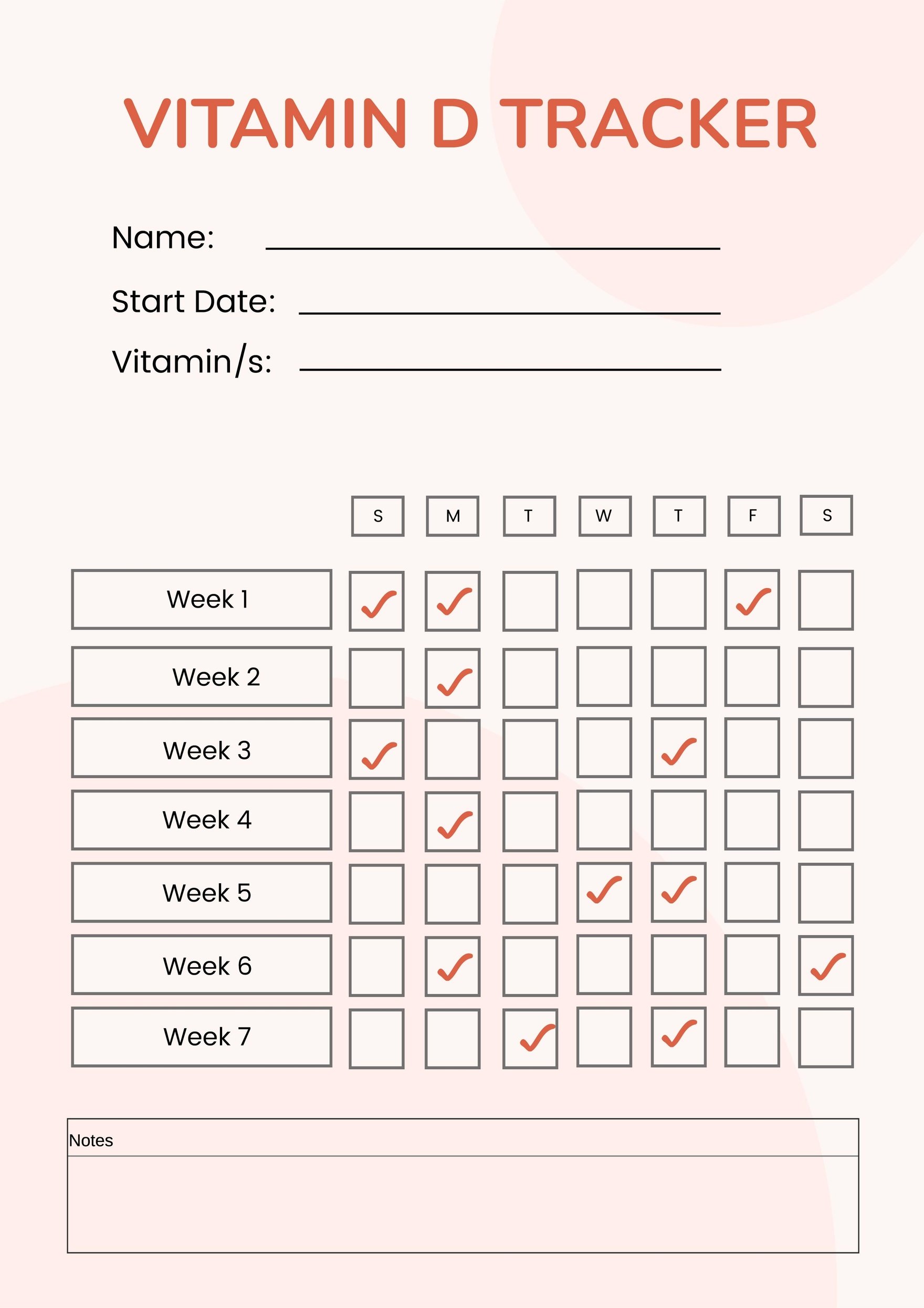 Vitamin D Tracker Chart