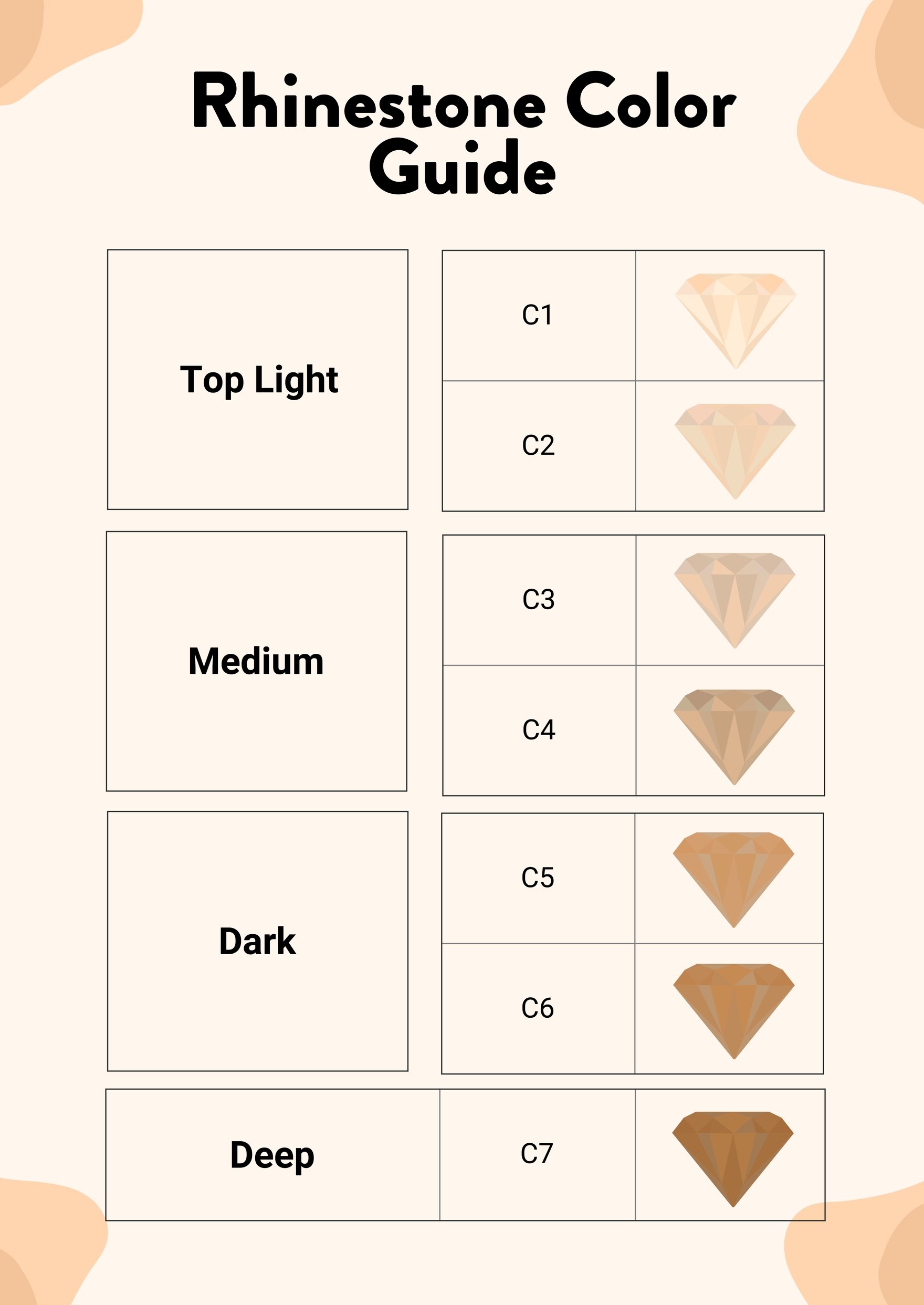 Free Brown Diamond Color Chart in PDF, Illustrator