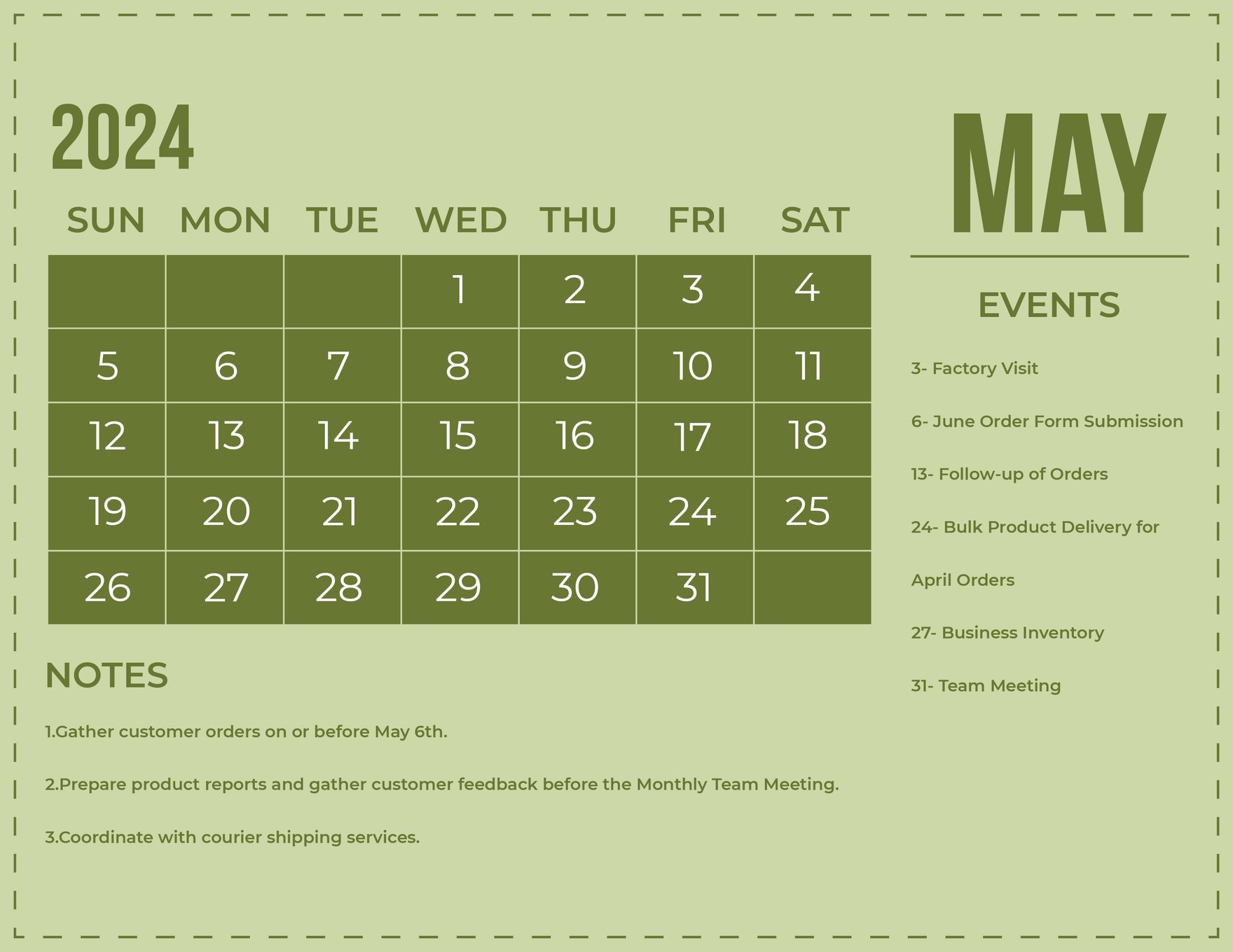 Simple May 2024 Calendar