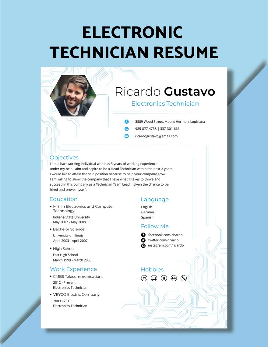 Electronic Technician Resume
