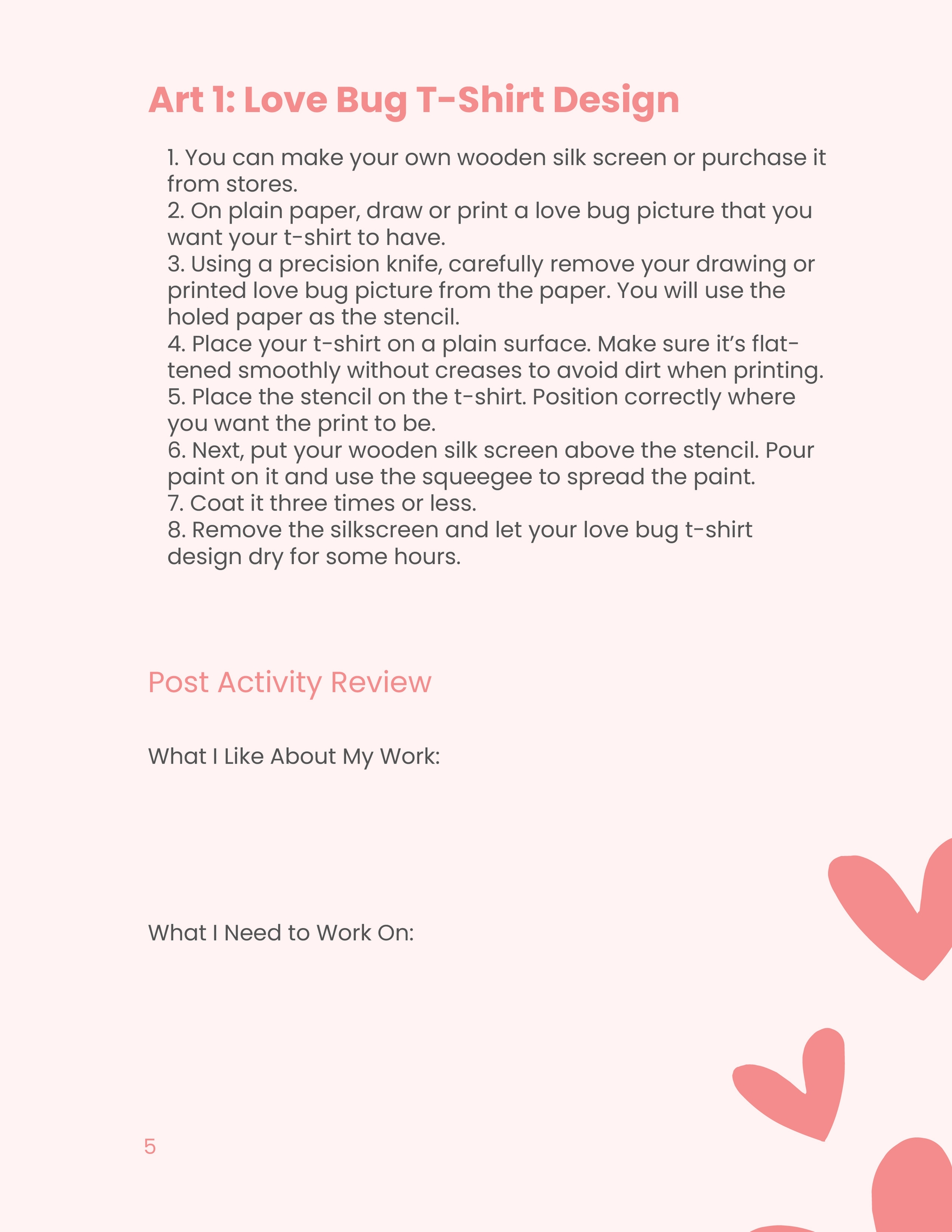 Love Bug Valentine's Day Workbook Template
