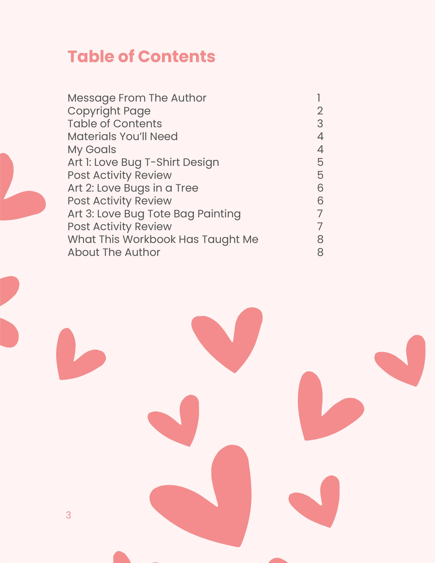 Love Bug Valentine's Day Workbook Template