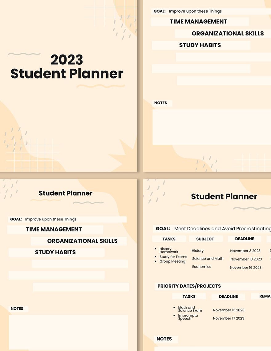 2023 Student Planner Template