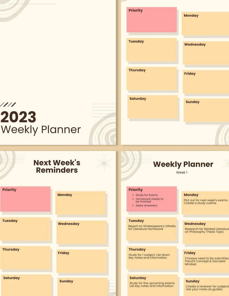 2023 Weekly Planner Template