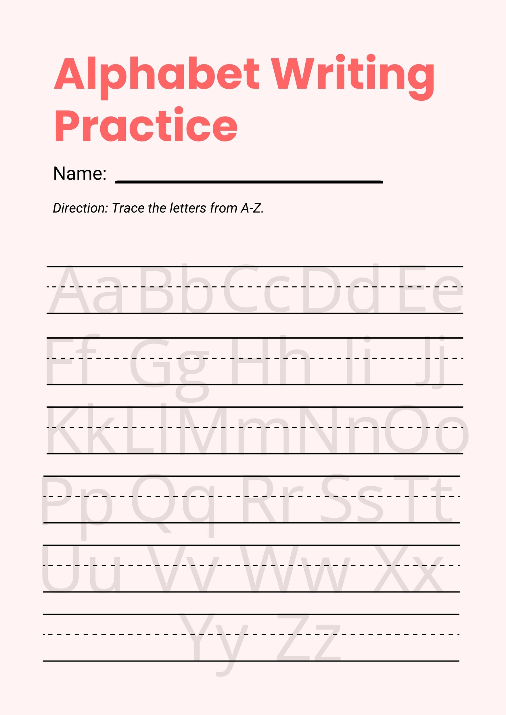 Alphabet Writing Chart in PDF, Illustrator
