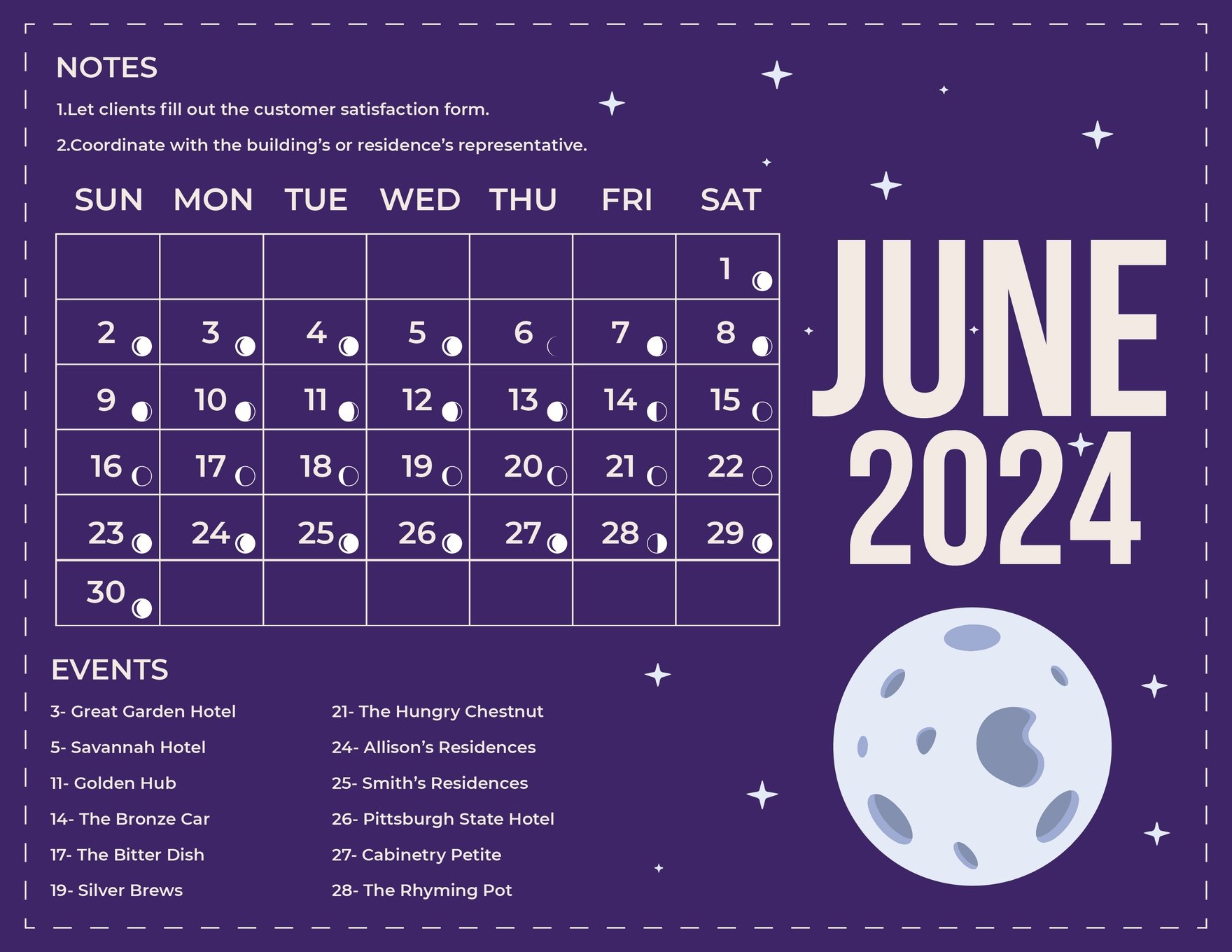 June 2024 Calendar With Moon Phases
