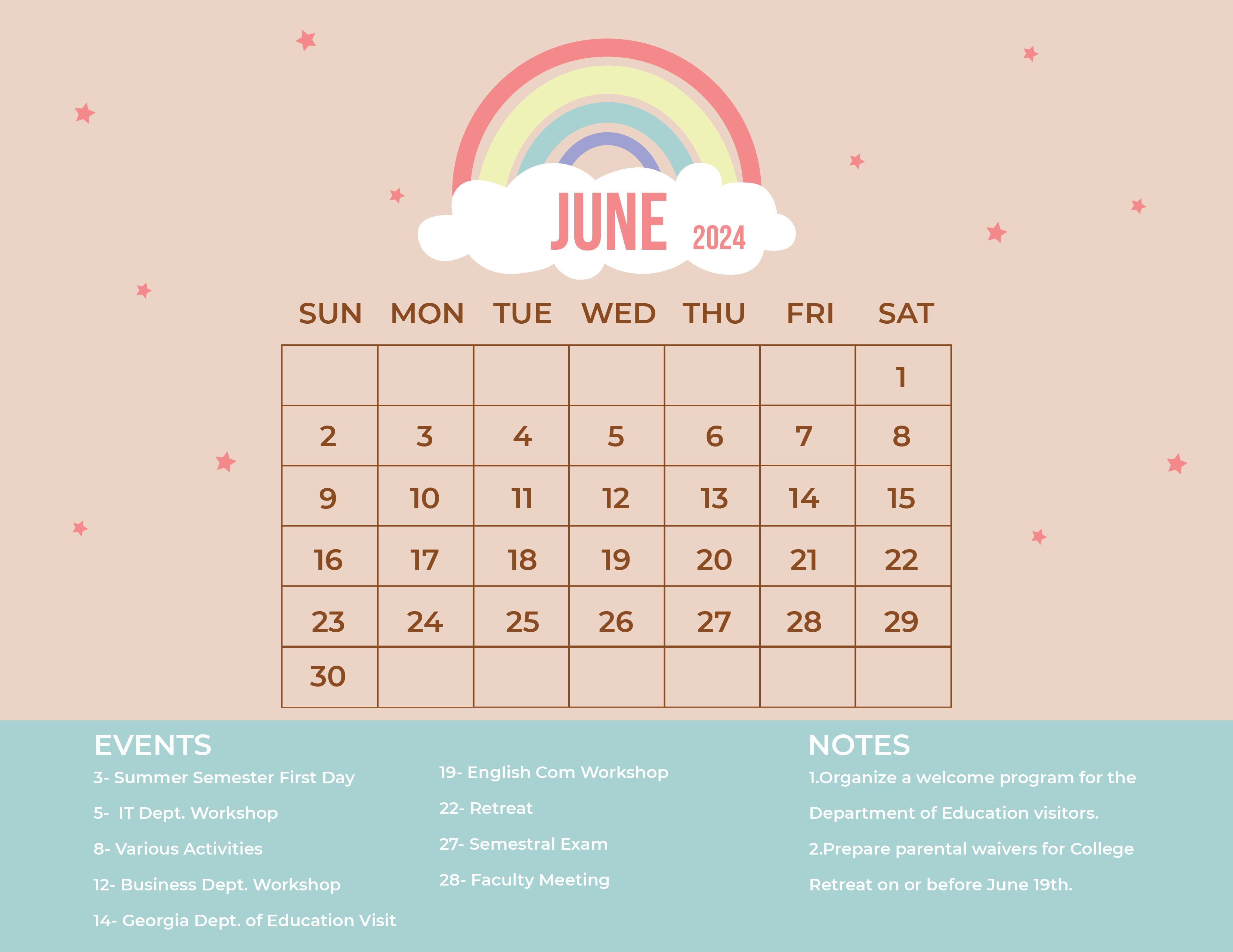June 2024 Monthly Calendar Download in Word, Illustrator, EPS, SVG
