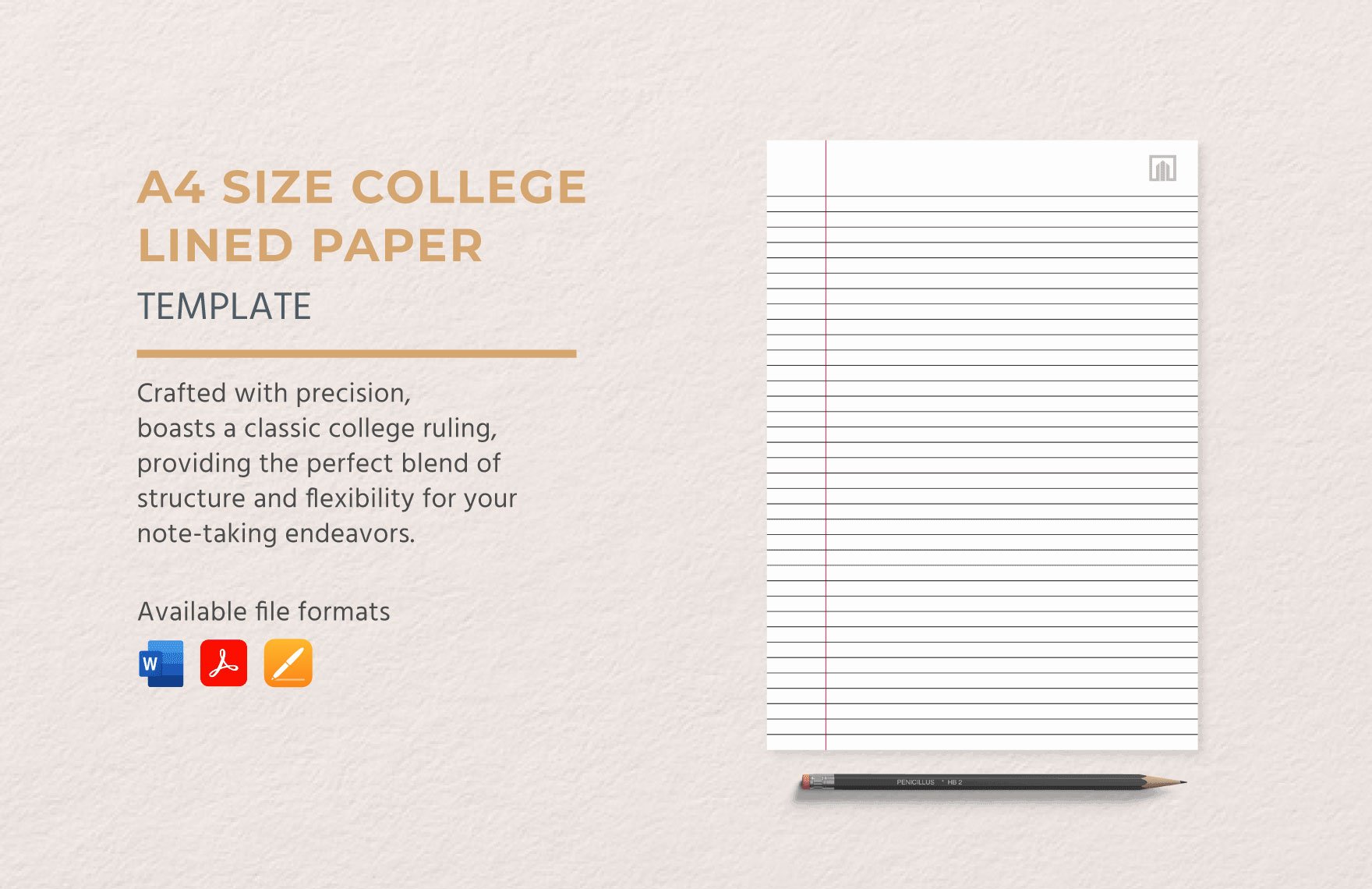 A4 Size College Lined Paper Template