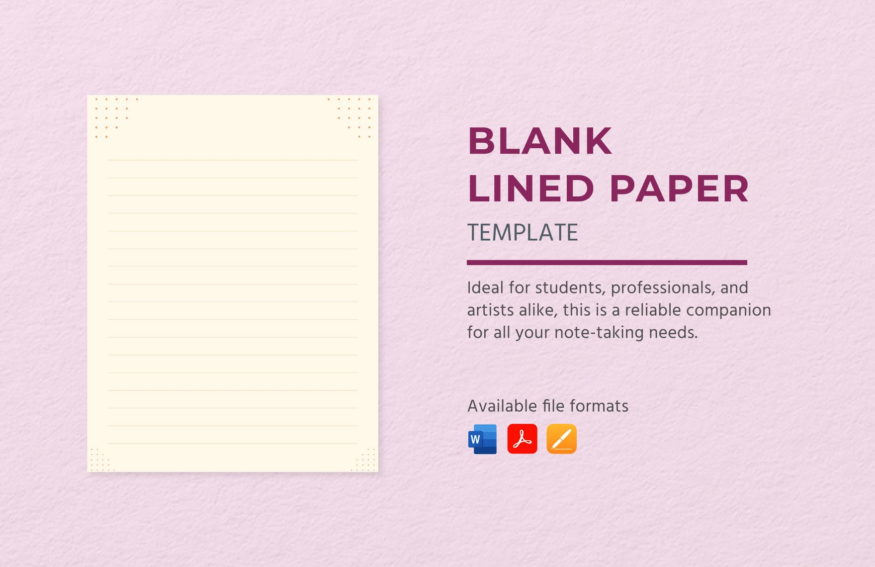 Blank Lined Paper Template in Word, Google Docs, PDF, Illustrator, PSD, Apple Pages