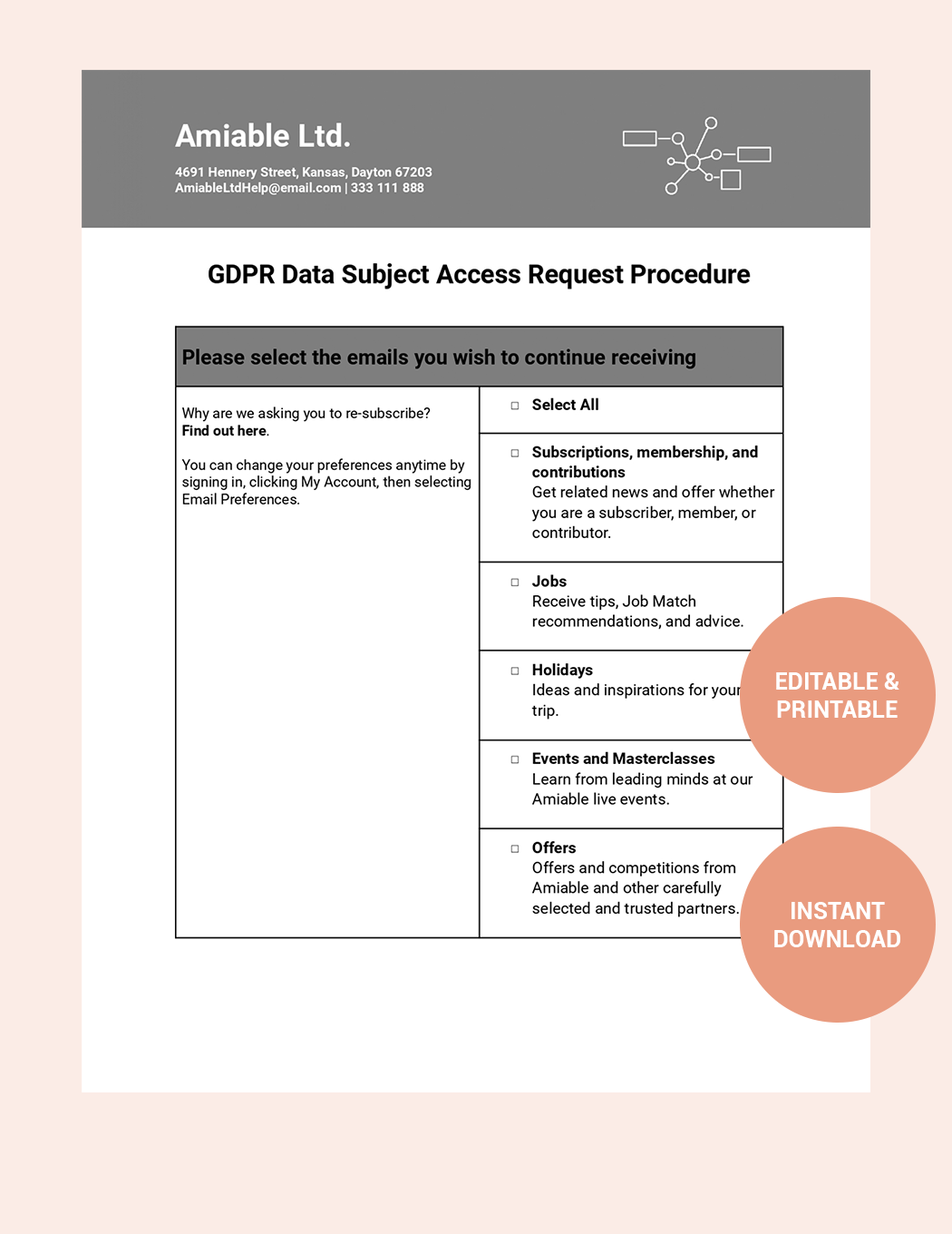 GDPR Data Subject Access Request Procedure