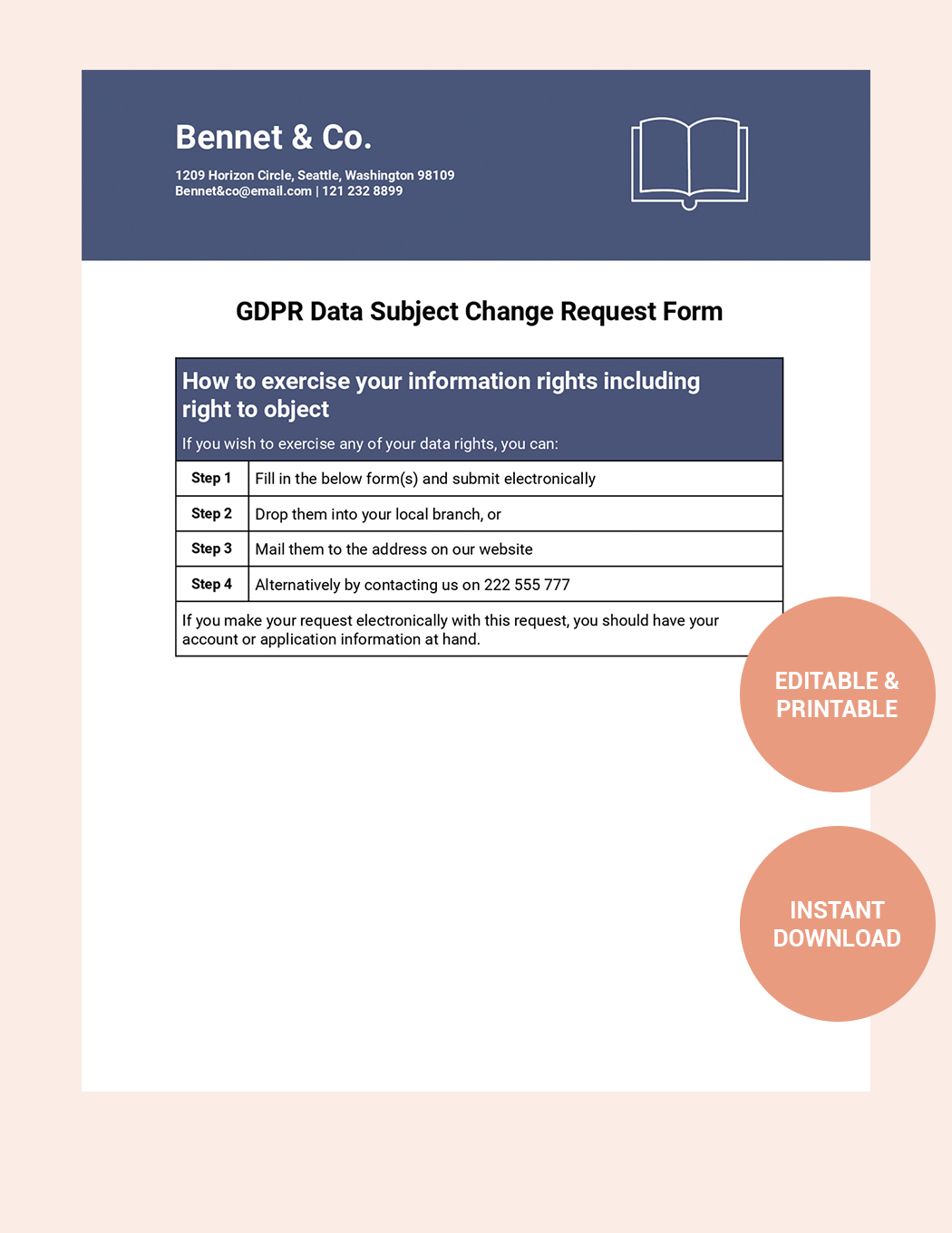 GDPR Data Subject Change Request Form