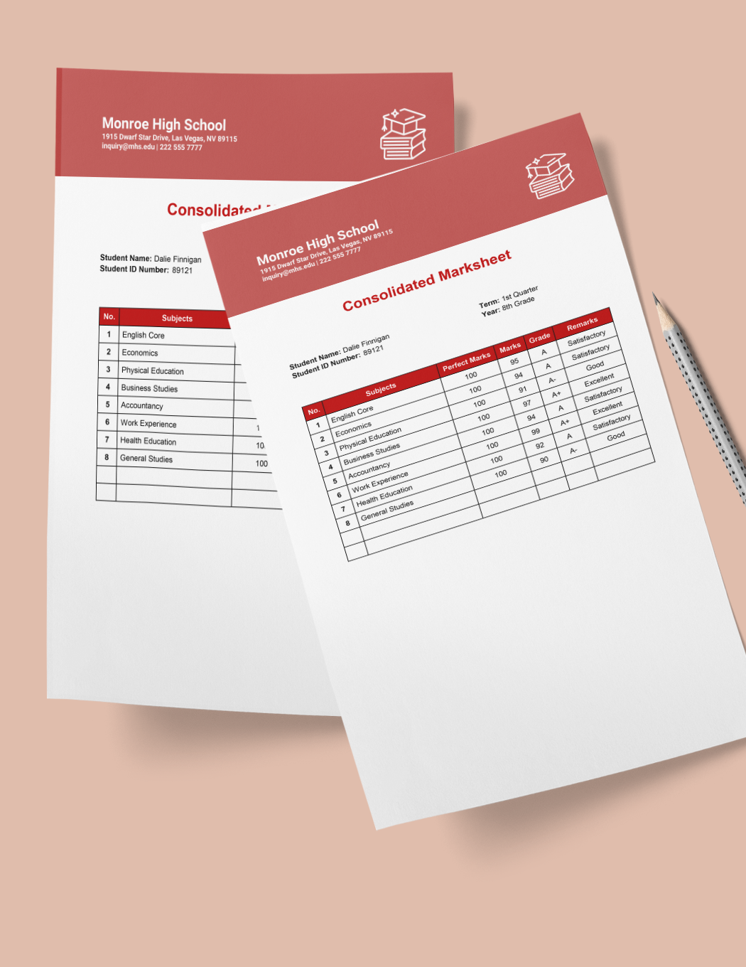 Consolidated Marksheet Template