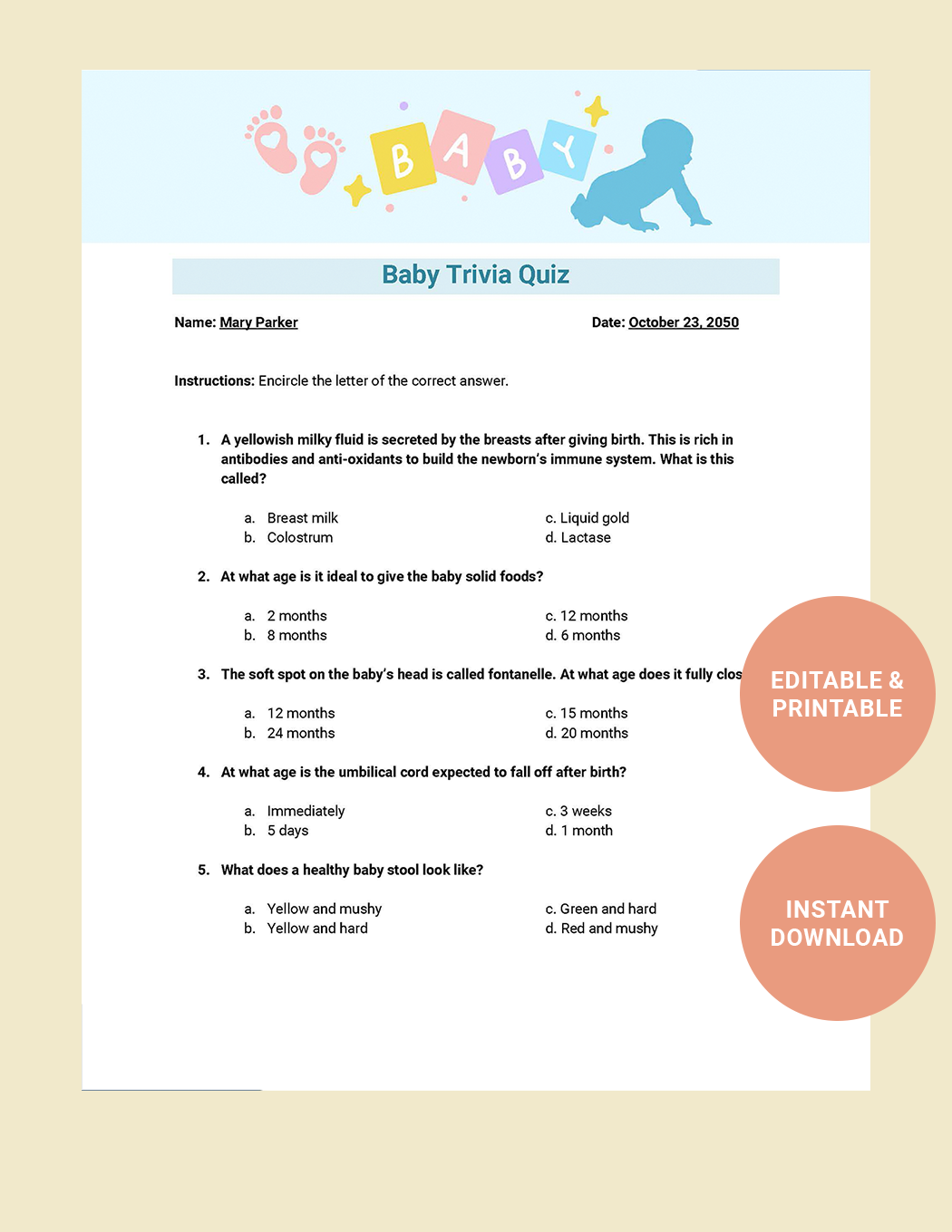 The Baby Shower Quiz Powerpoint Quiz Fun Virtual Quiz -  Portugal