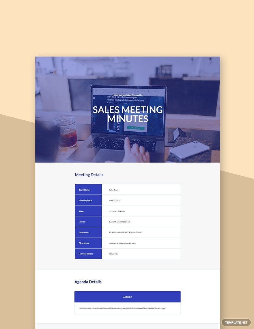 Sales Meeting Minutes Template