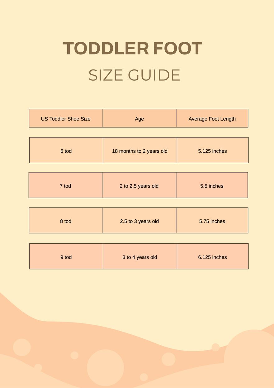 Toddler Foot Size Chart in PDF, Illustrator