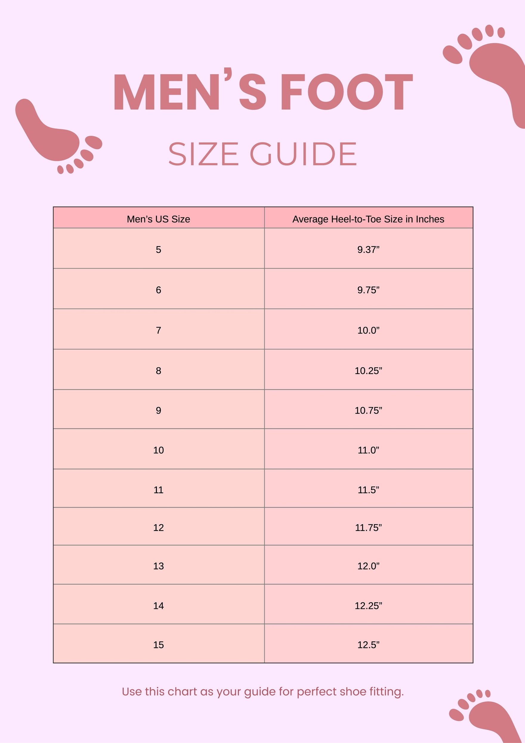 Men's Foot Size Chart in PDF, Illustrator