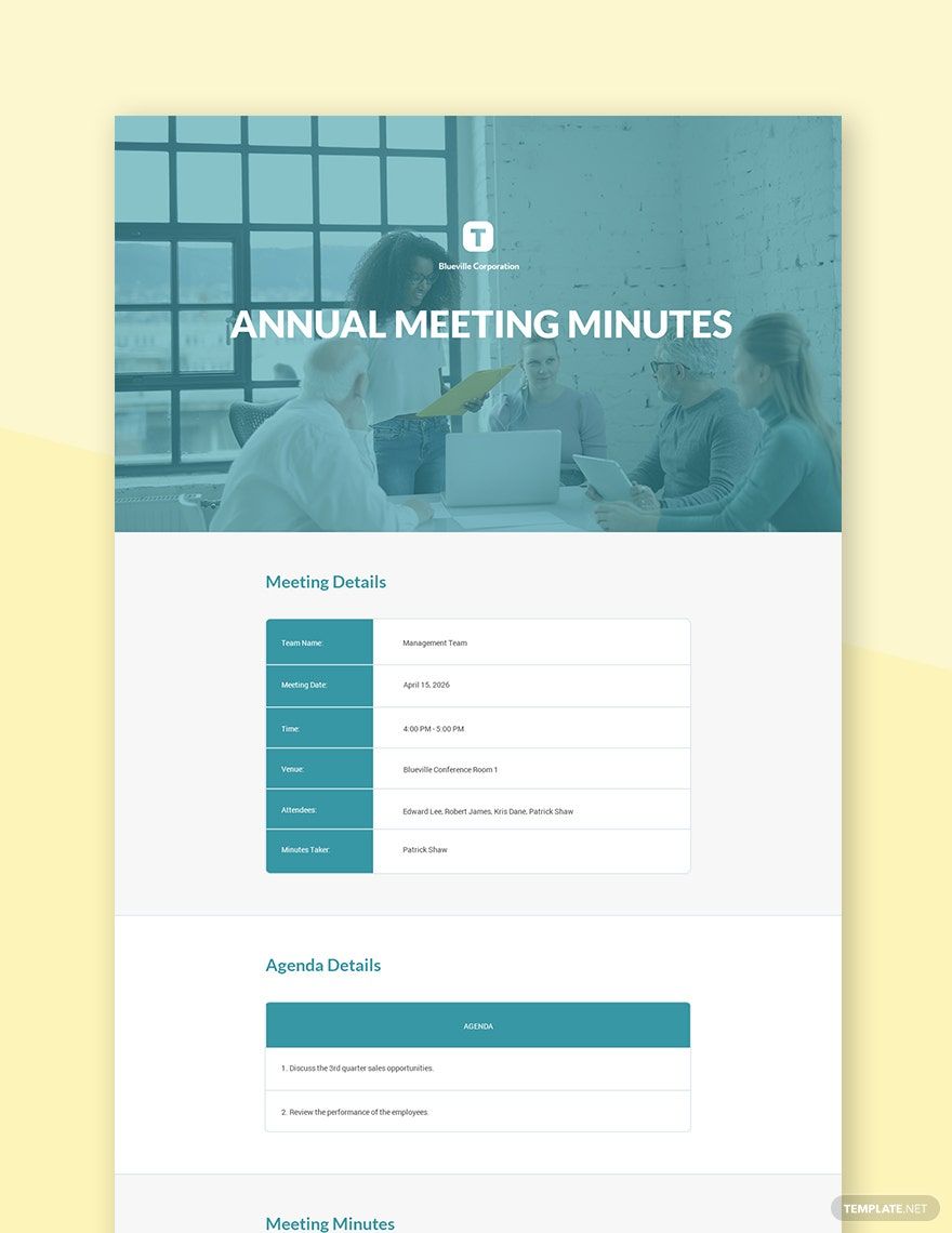 Annual Meeting Minutes Template