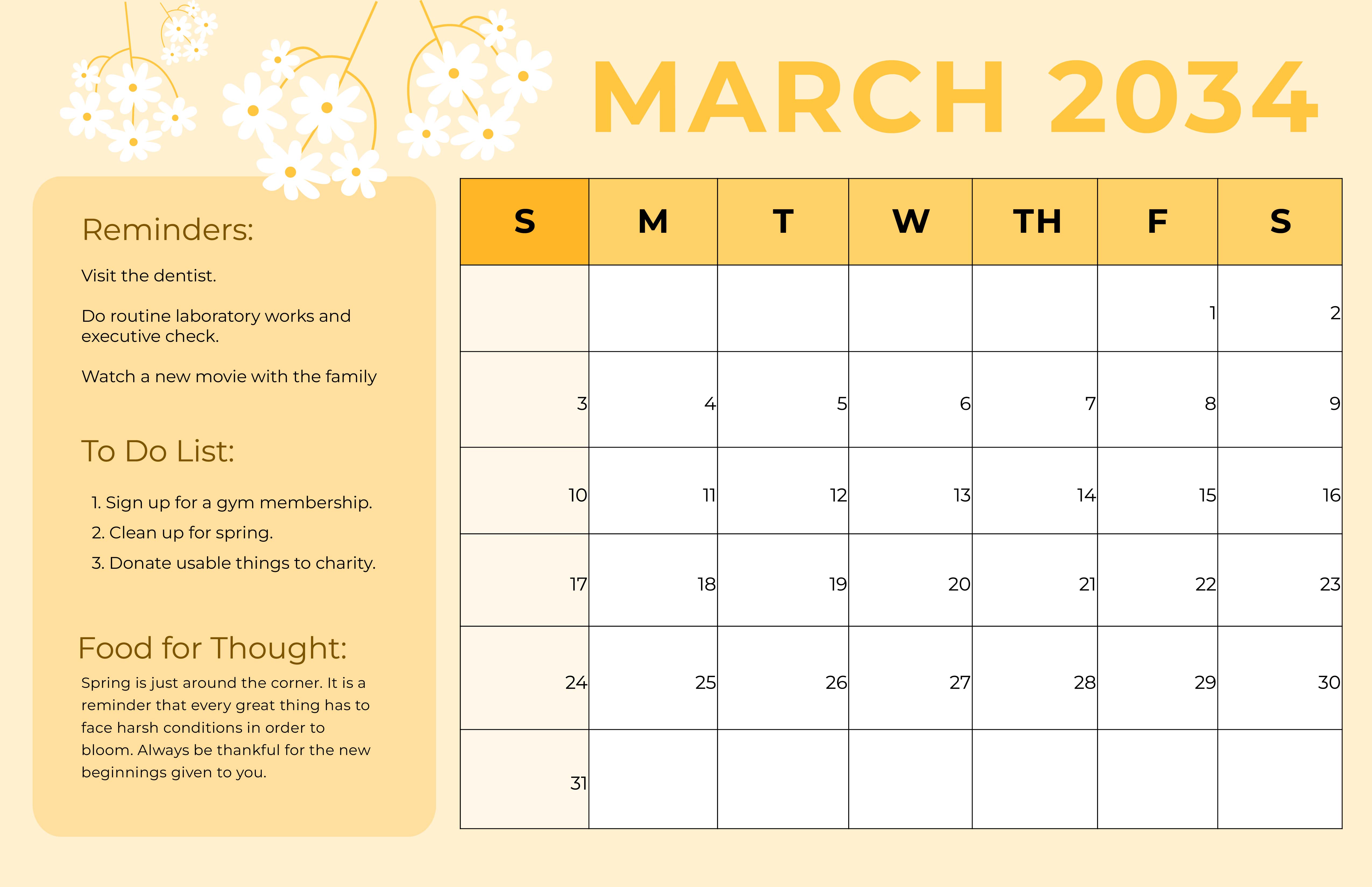 FREE March 2024 Calendar Template Download In Word Excel PDF