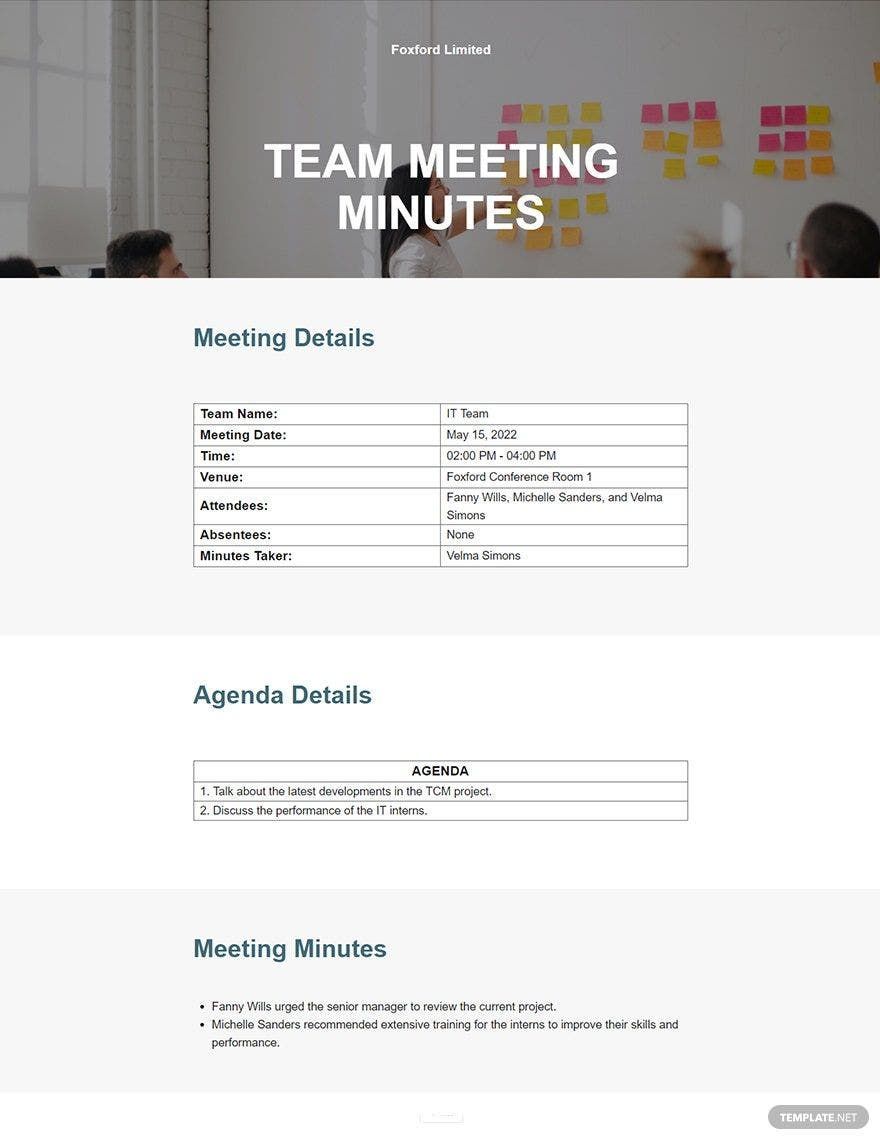 Team Meeting Minutes 