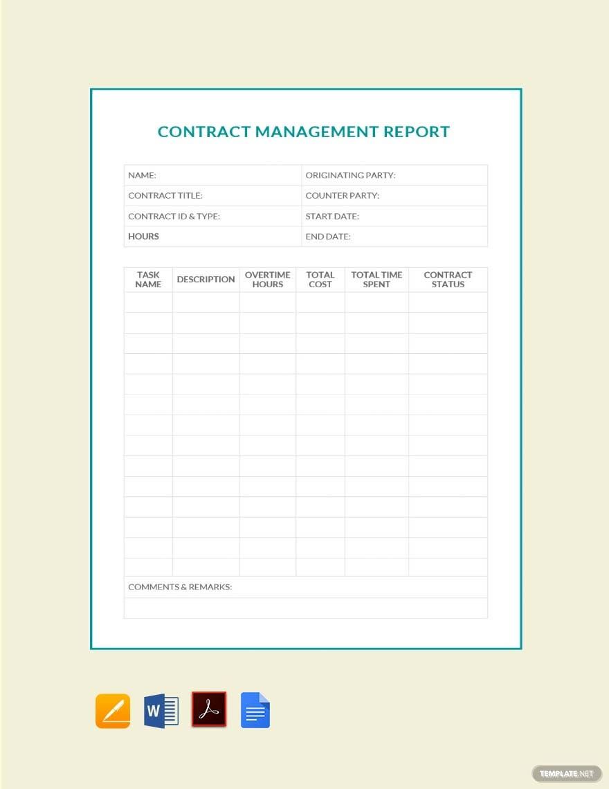 Free Contract Management Report Template