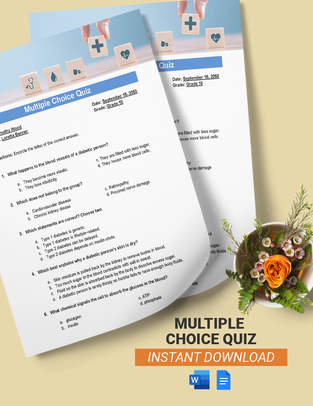 Multiple Choice Quiz Template - Download in Word, Google Docs♐️ Dicas ...