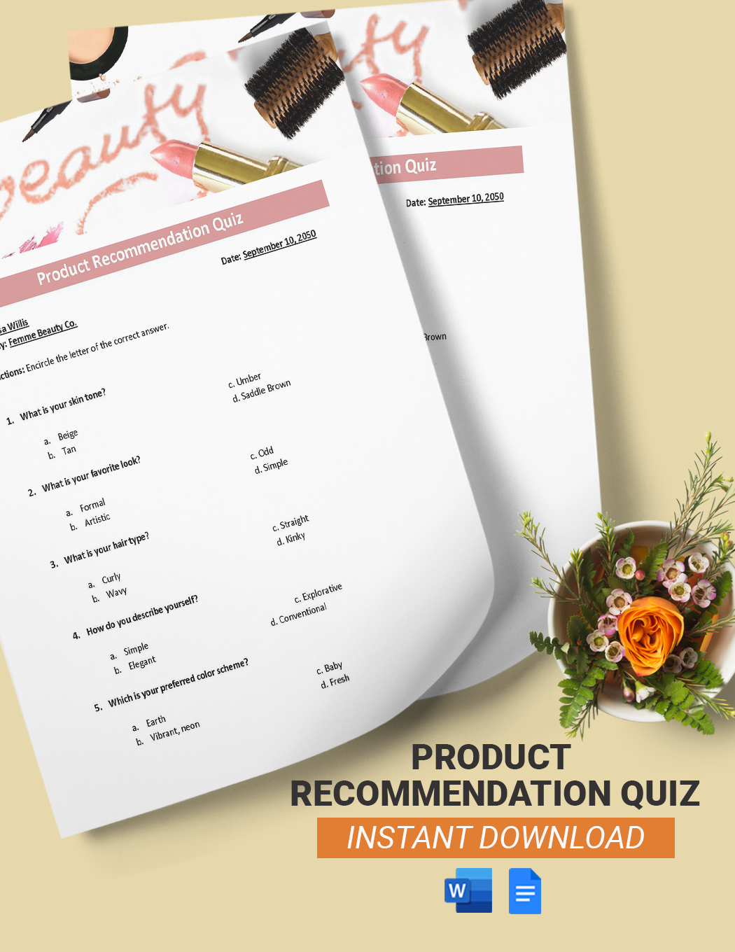 Product Recommendation Quiz Template in Word, Google Docs