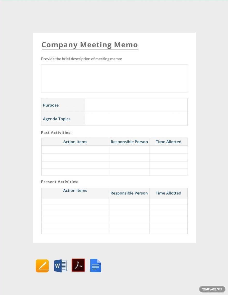 Company Meeting Memo Template in Word, Google Docs, PDF, Apple Pages
