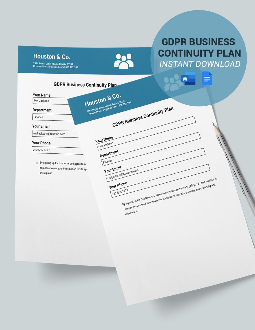 GDPR Business Continuity Plan Template
