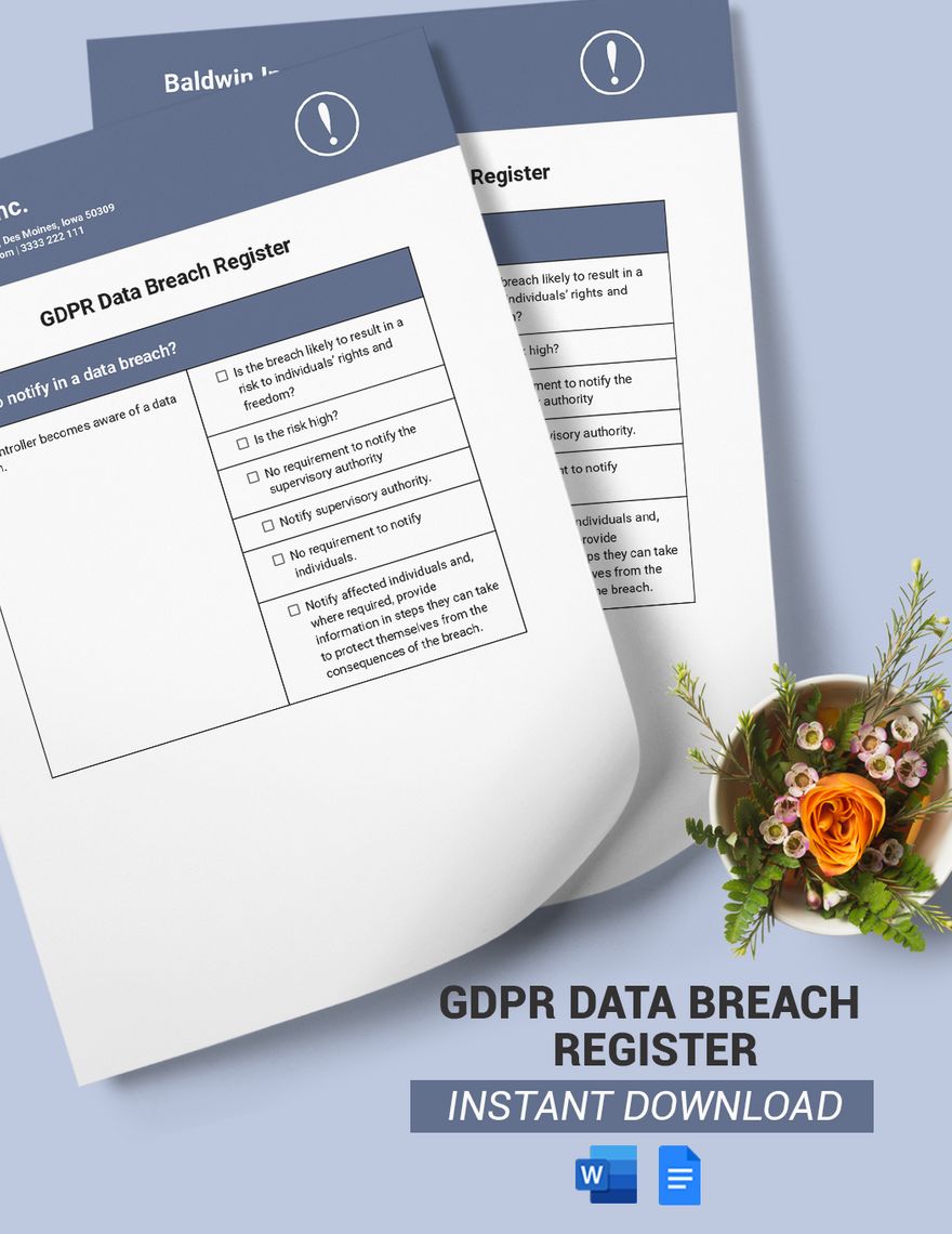 GDPR Data Breach Register