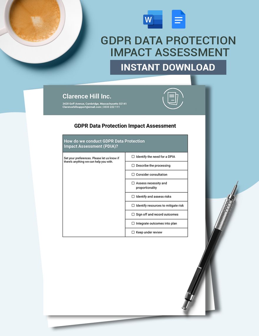 GDPR Data Protection Impact Assessment Template