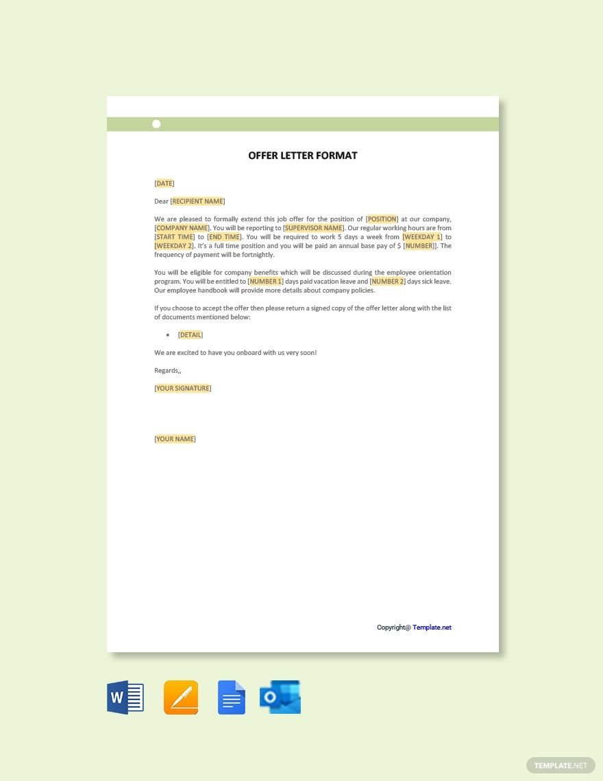 Consultant Offer Letter Template Google Docs, Word, Outlook, Apple