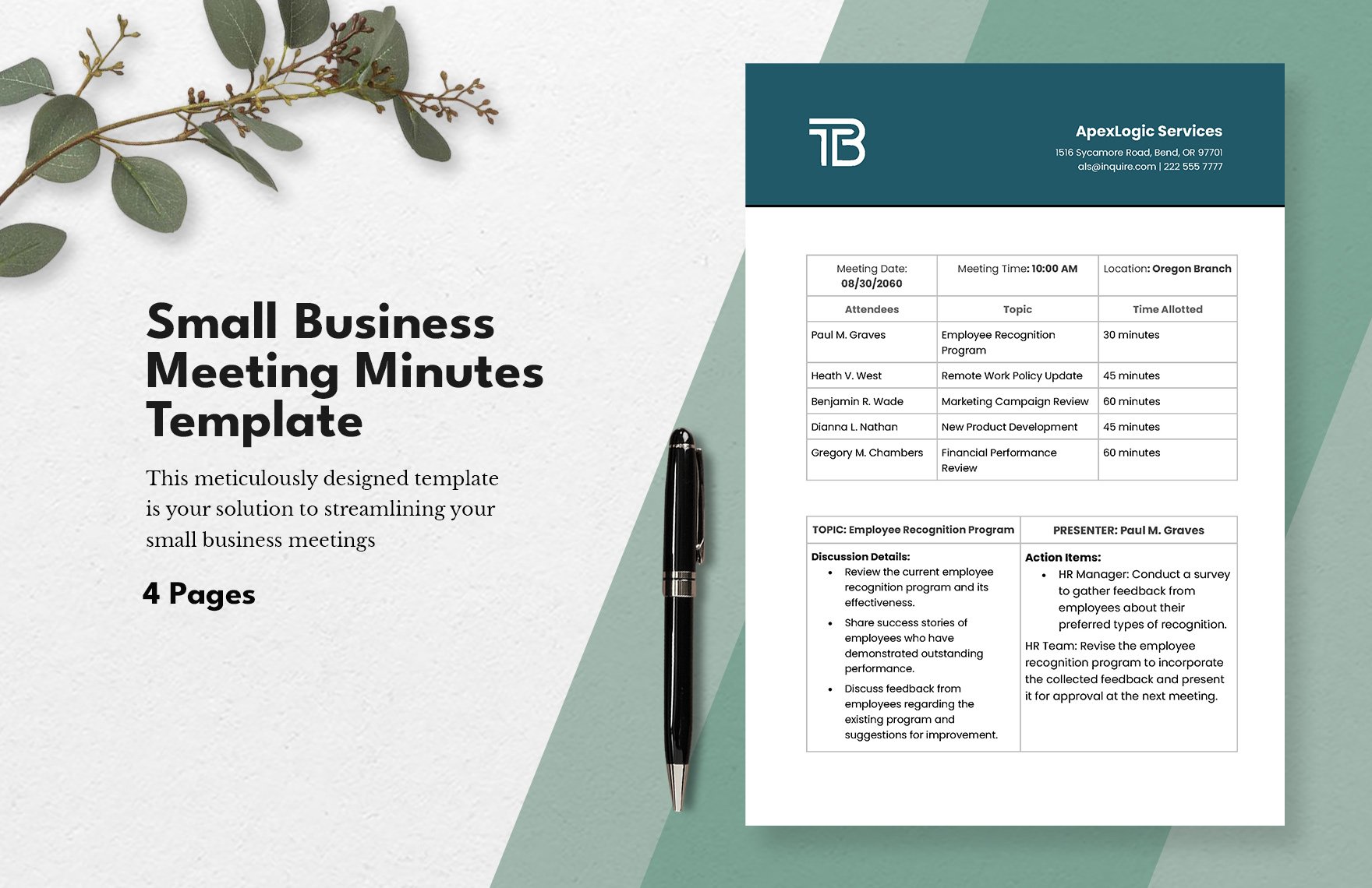 Small Business Meeting Minutes Template