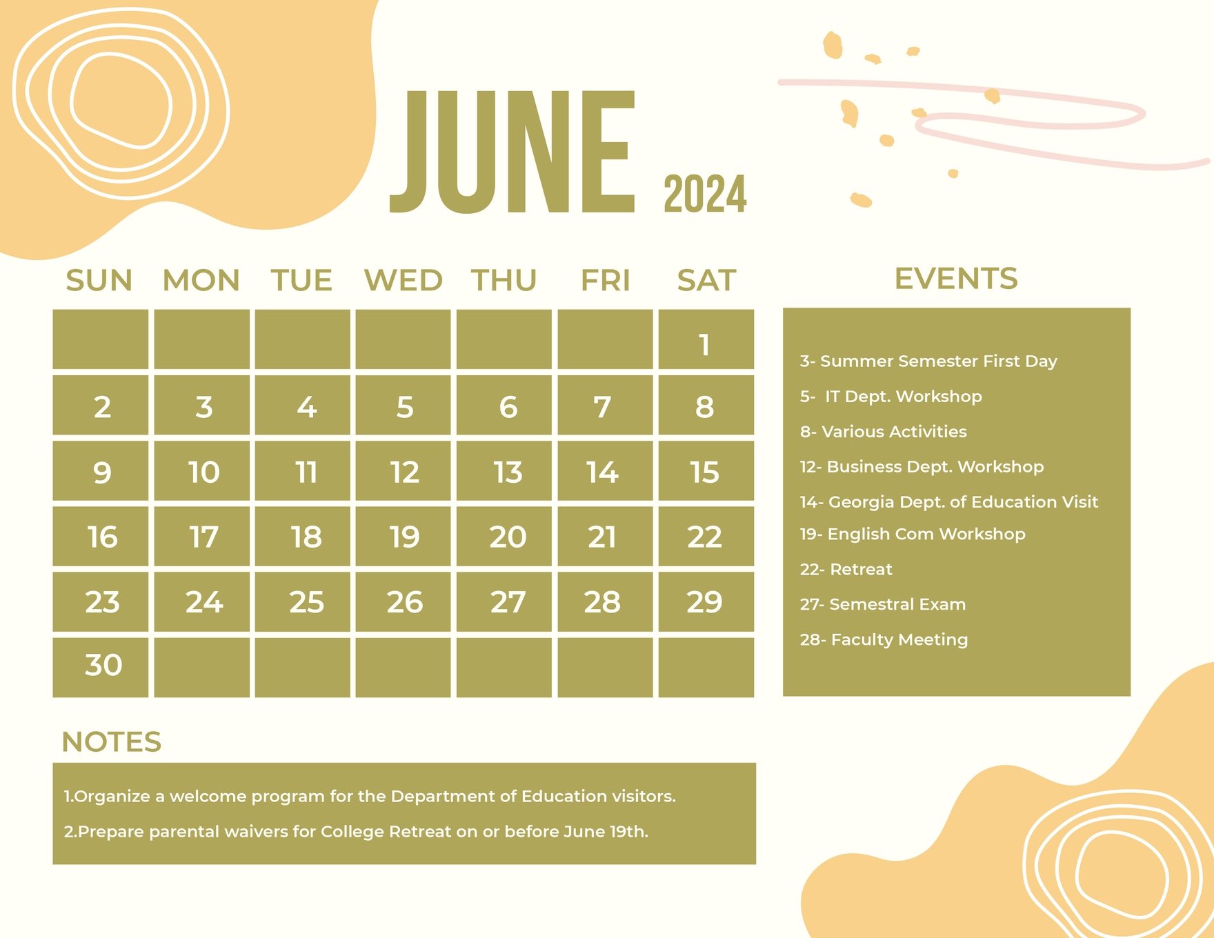 June 2024 Monthly Calendar