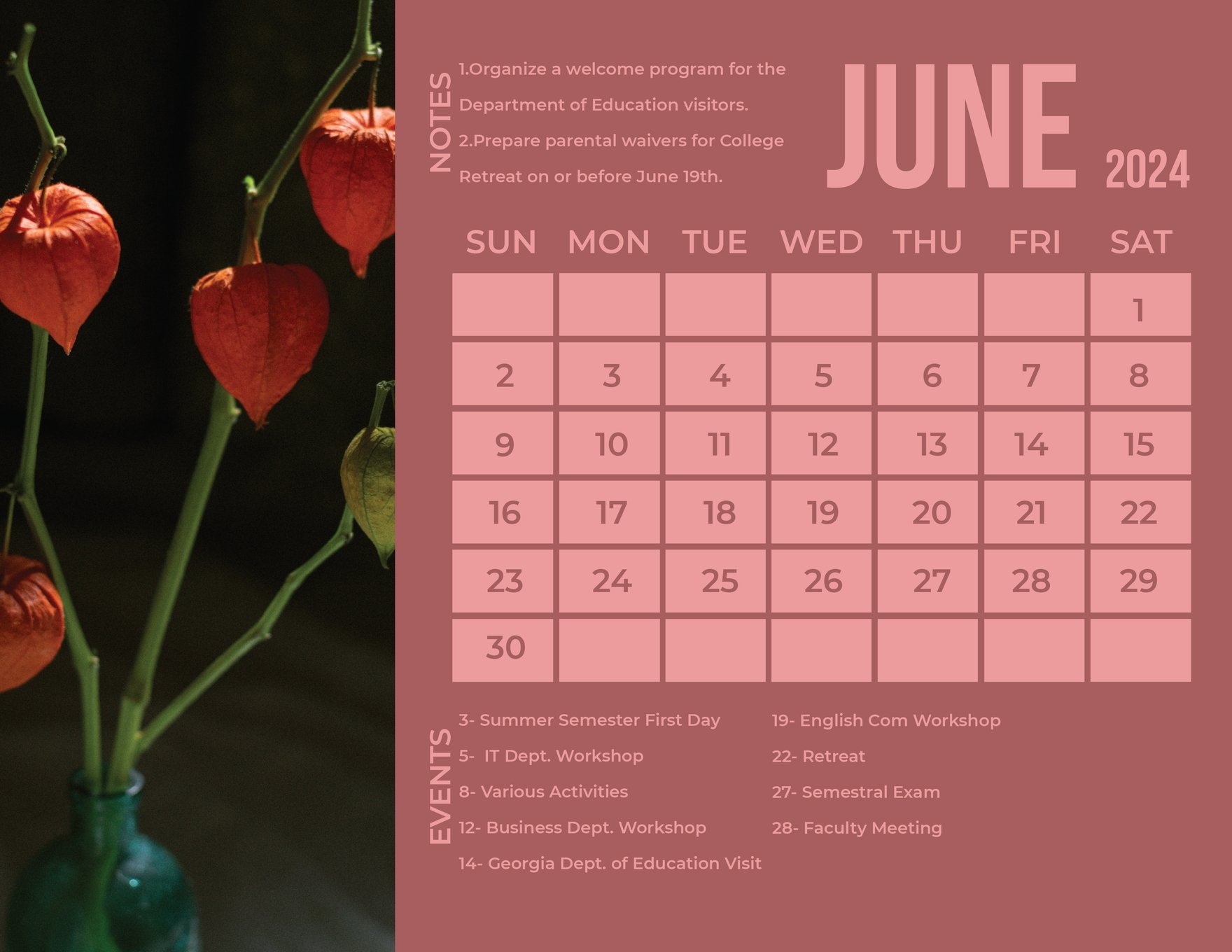 June 2024 Photo Calendar
