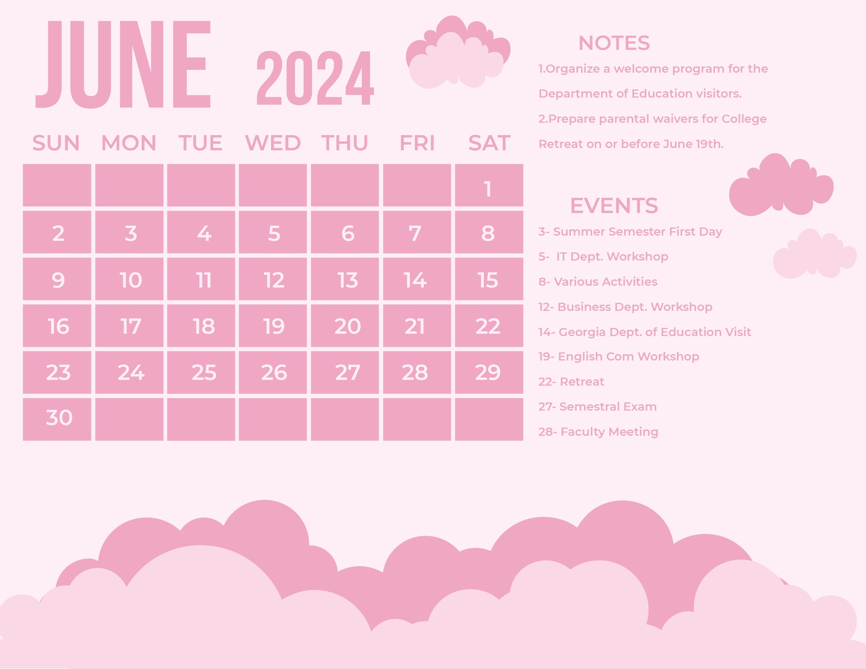 June 2024 Photo Calendar in SVG, Word, JPG, Illustrator, EPS Download