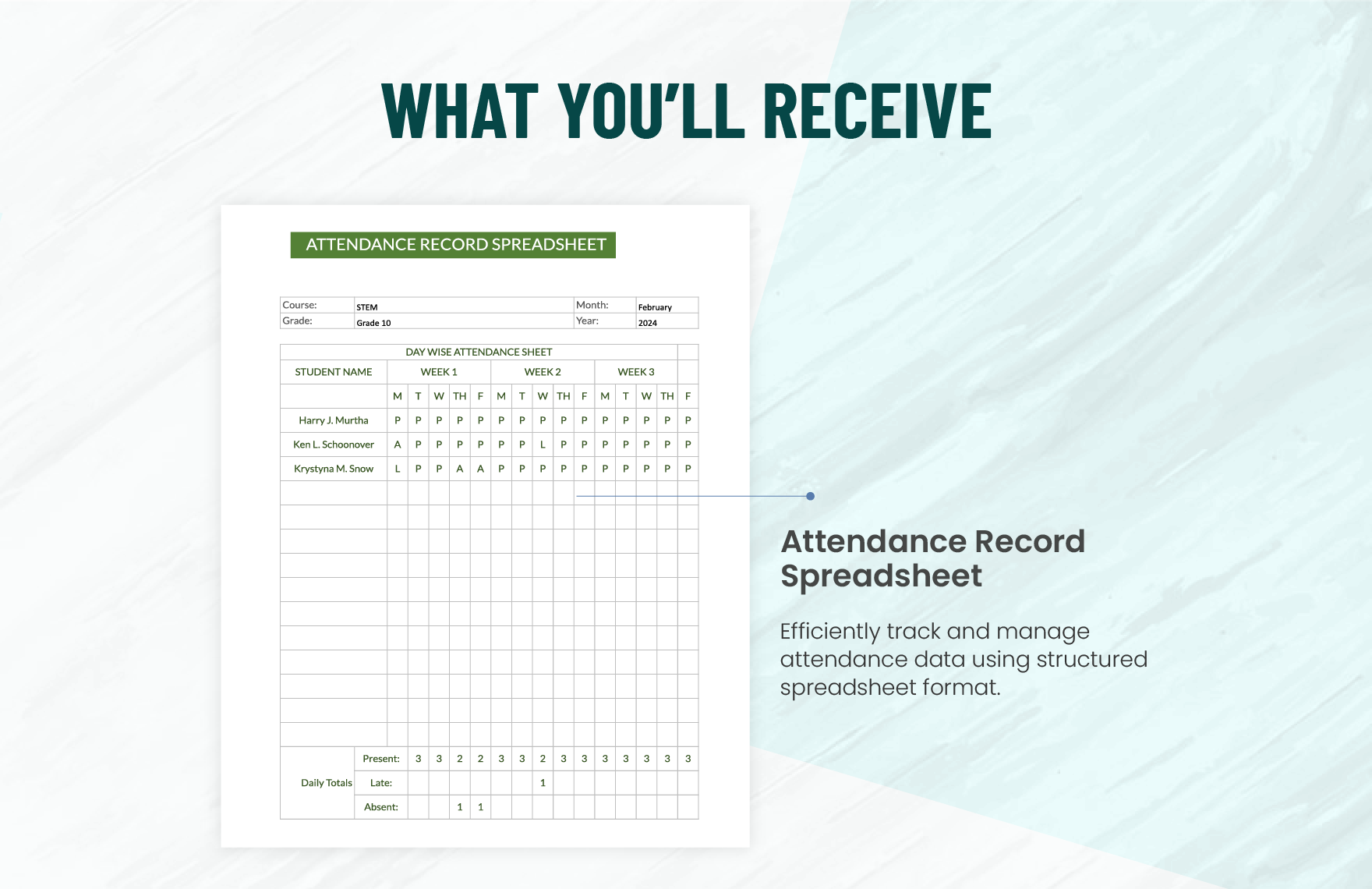 Attendance Record Spreadsheet Template