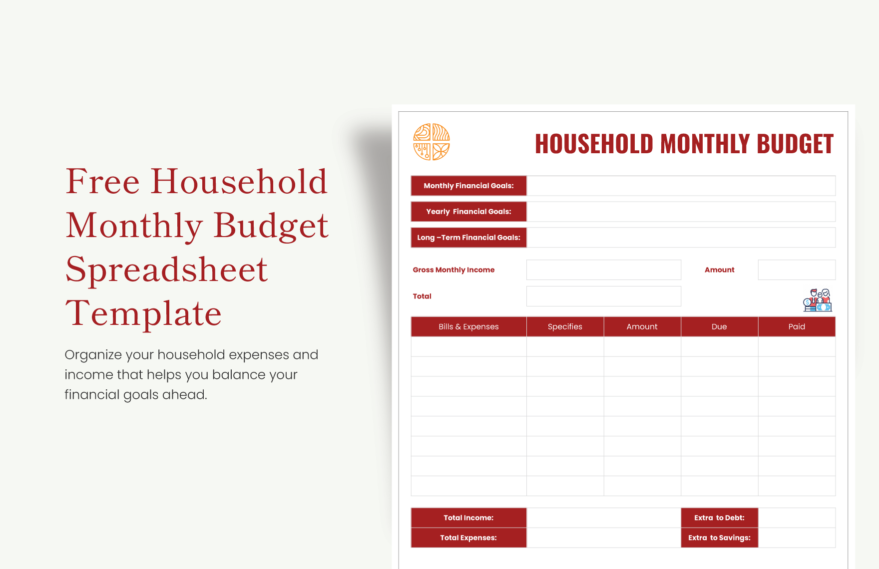 google sheets simple single household budget templates