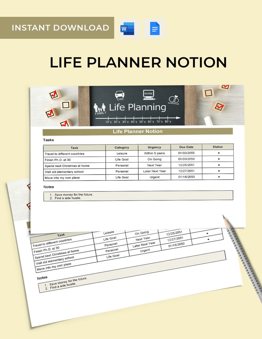 Life Planner Notion Template in Word, Google Docs - Download | Template.net