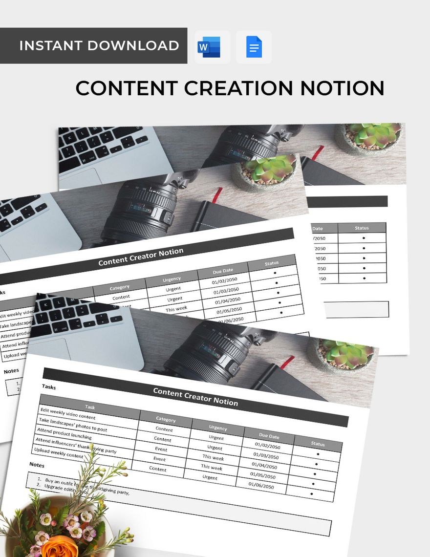Content Creater Notion Template