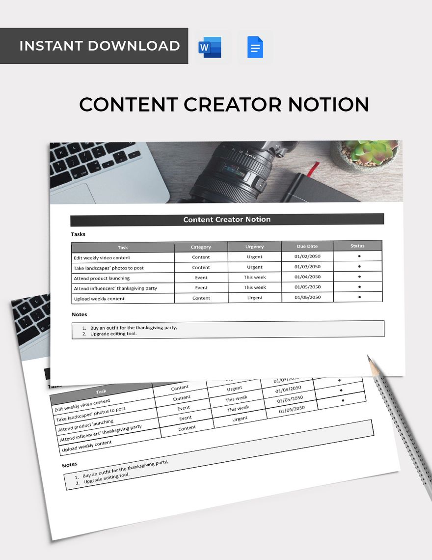 Content Creater Notion Template