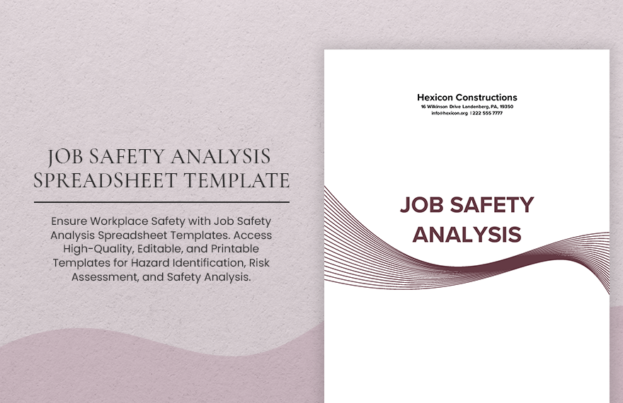 Job Safety Analysis Spreadsheet Template