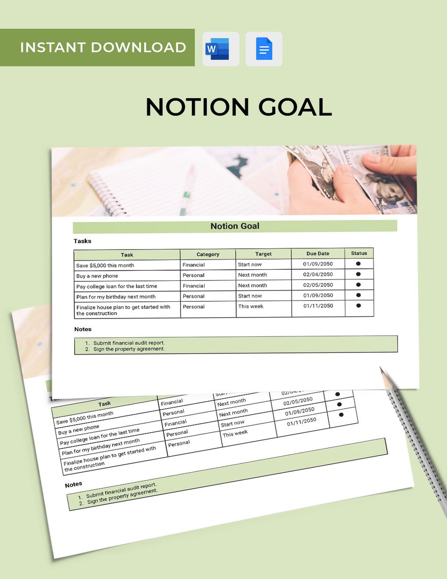 Notion Goal Template