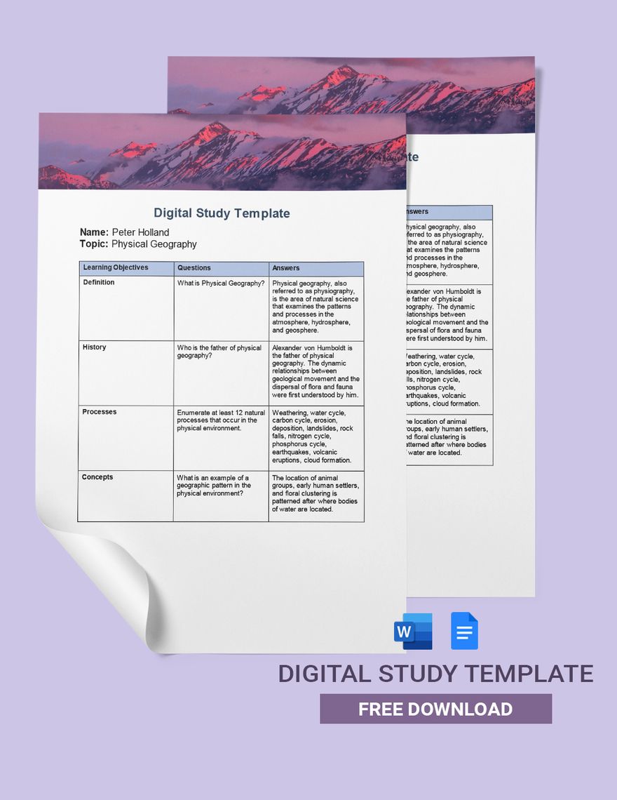 Digital Study Template